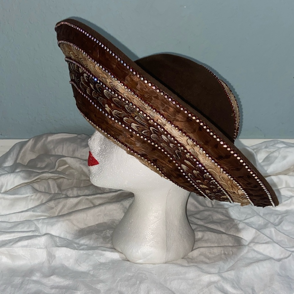 RARE unique  vintage Jack Mconnell Feather High Fashion Hat